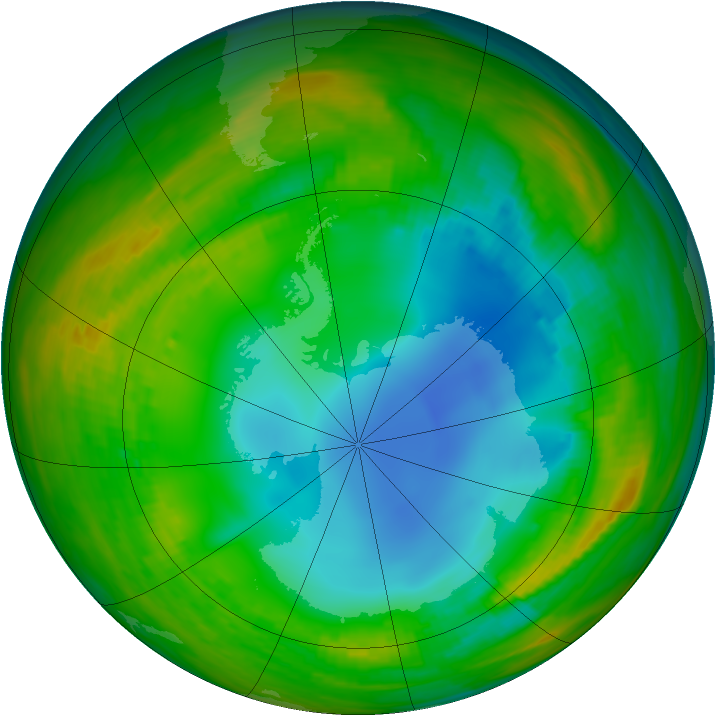 Antarctic ozone map for 24 July 1984